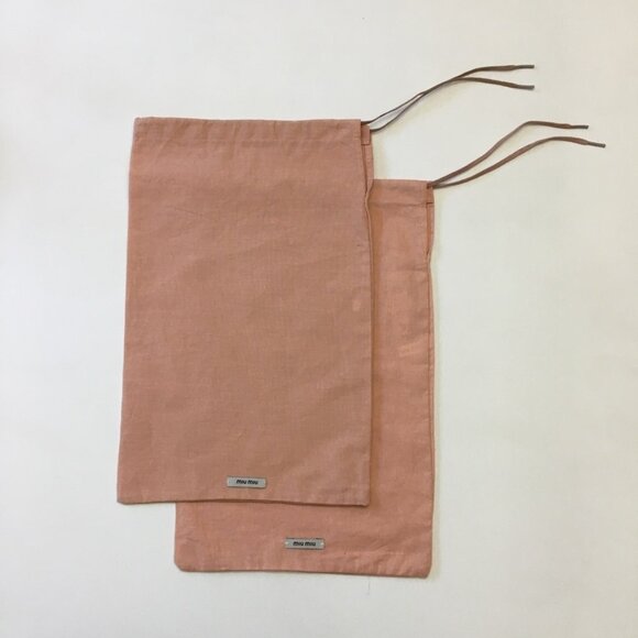 Miu Miu Dust Bags 2 Pieces for Shoes 13.5" x 9" Peach-Tone 100% Cotton - Picture 1 of 13